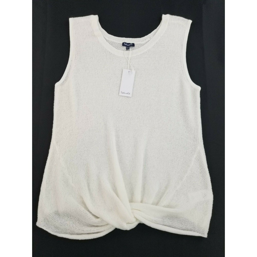 Splendid Women White Twist Front Knit Sleeveless Blouse RS0330X Large